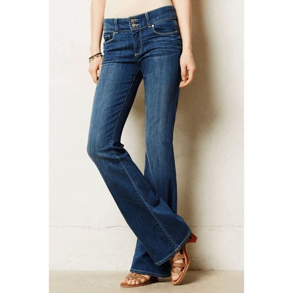 Paige Womens Jeans Hidden Hills Blue Flare Mid Rise 28 - Picture 2 of 9